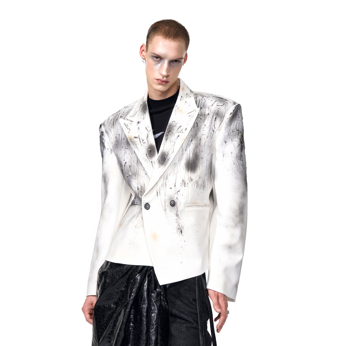 Wax Drip Irregular Blazer