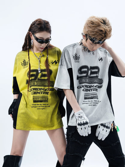 Spliced Dirty-Dye T-Shirt