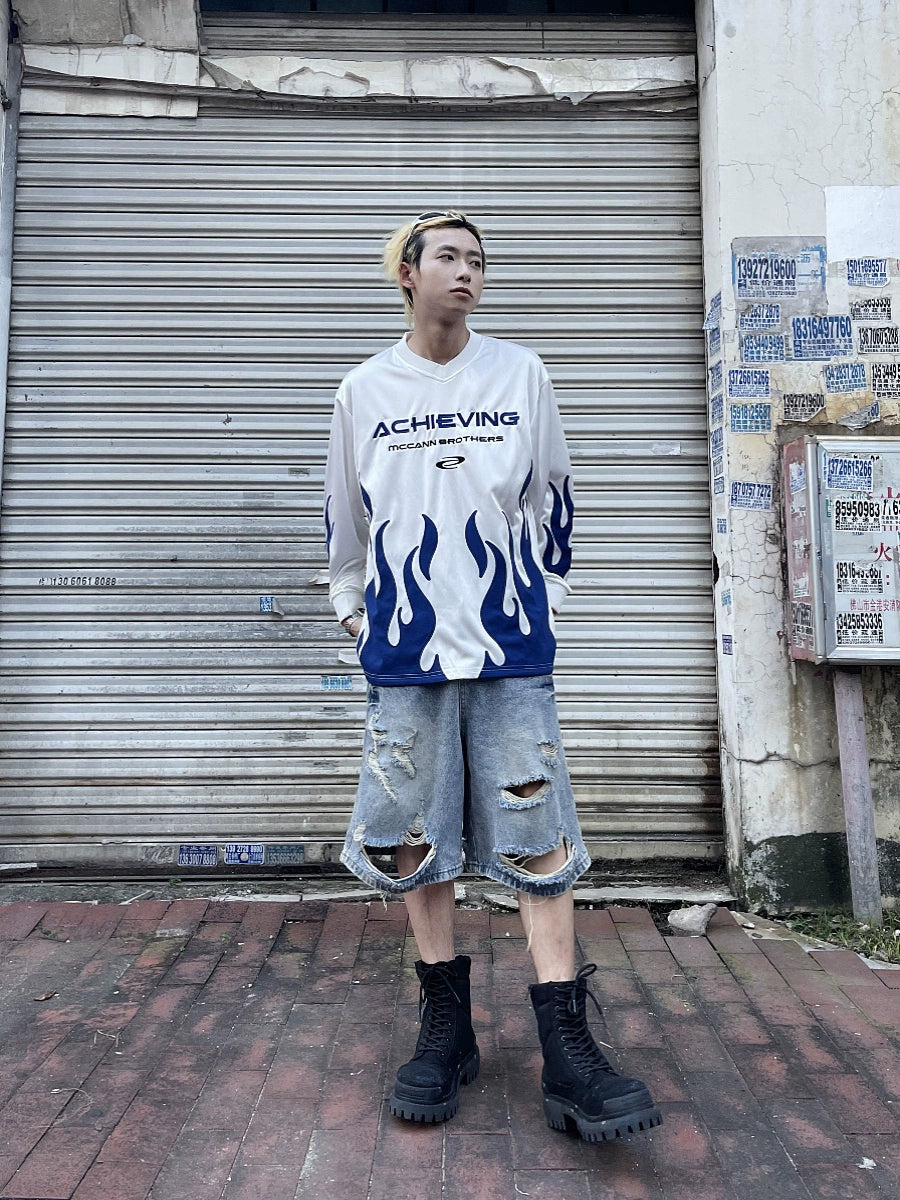 Flame Embroidery Jersey long-sleeve