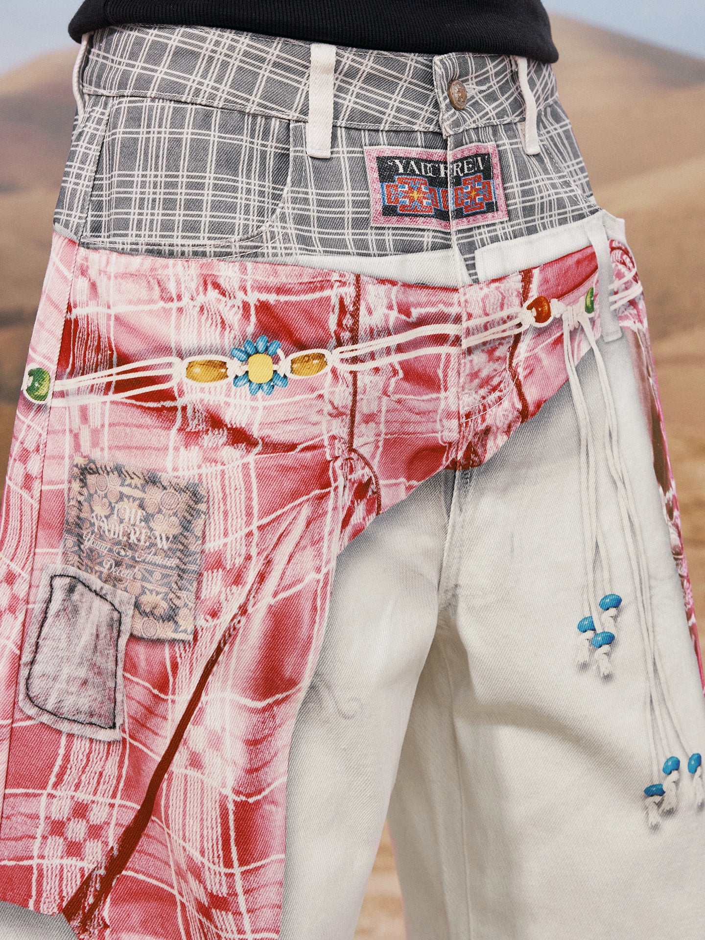 Ethnic Print Denim Pants