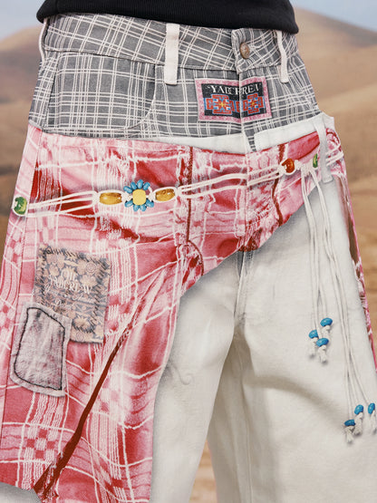 Ethnic Print Denim Pants