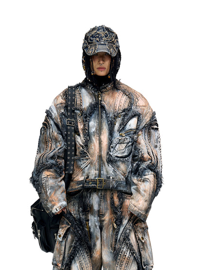 Graffiti Faded Denim Jacket