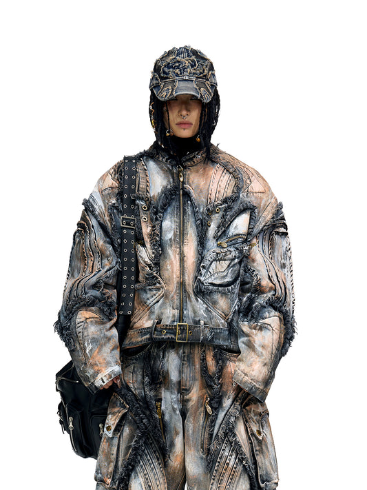 Graffiti Faded Denim Jacket