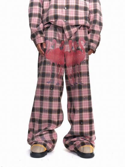 Pink Plaid Flamingo setup