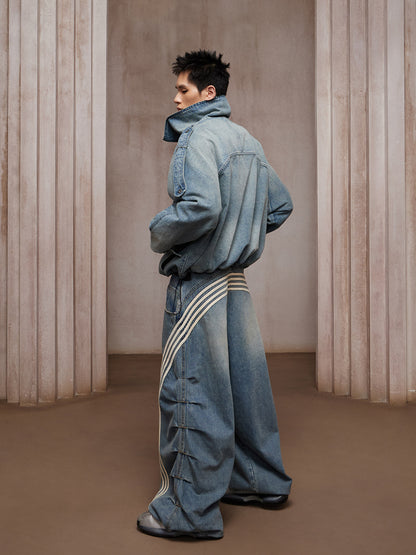 Denim jacket stand-up collar jacket trench coat