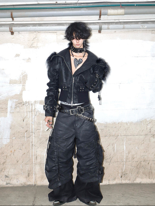 Cropped Hooded Faux Leather Bomber