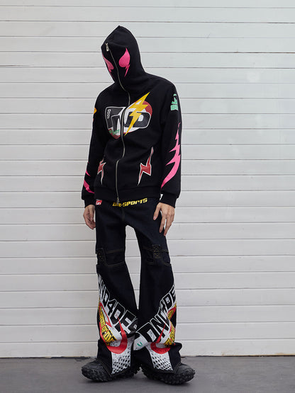 Street Racing Print Double-Zip Hoodie
