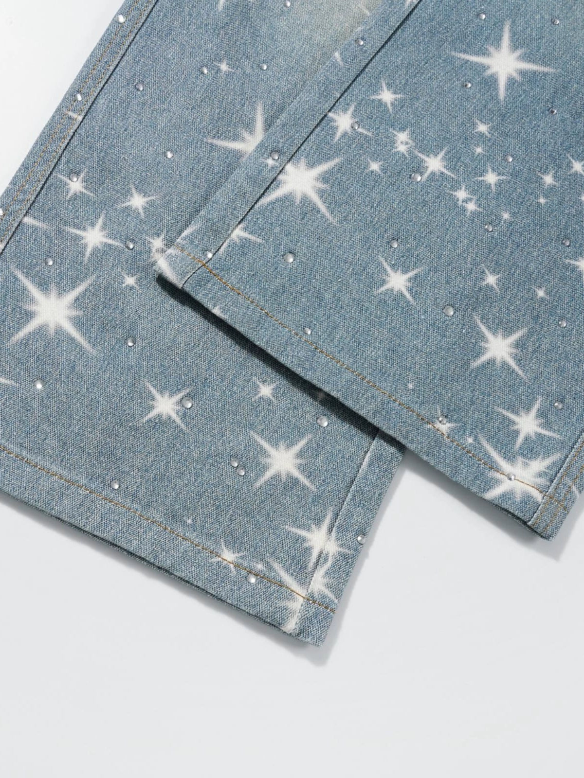 Star Print Washed Bootcut Jeans