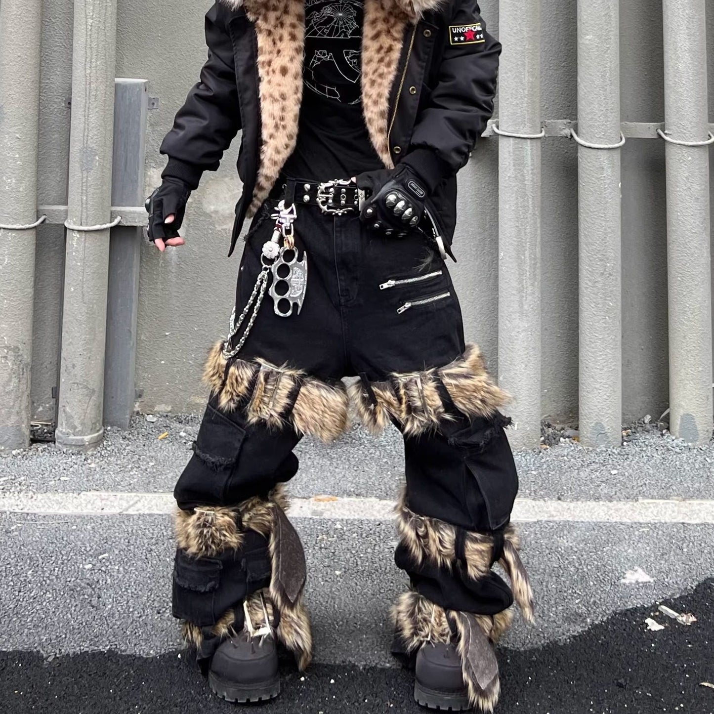 Detachable Strap Wide-leg Denim Pants