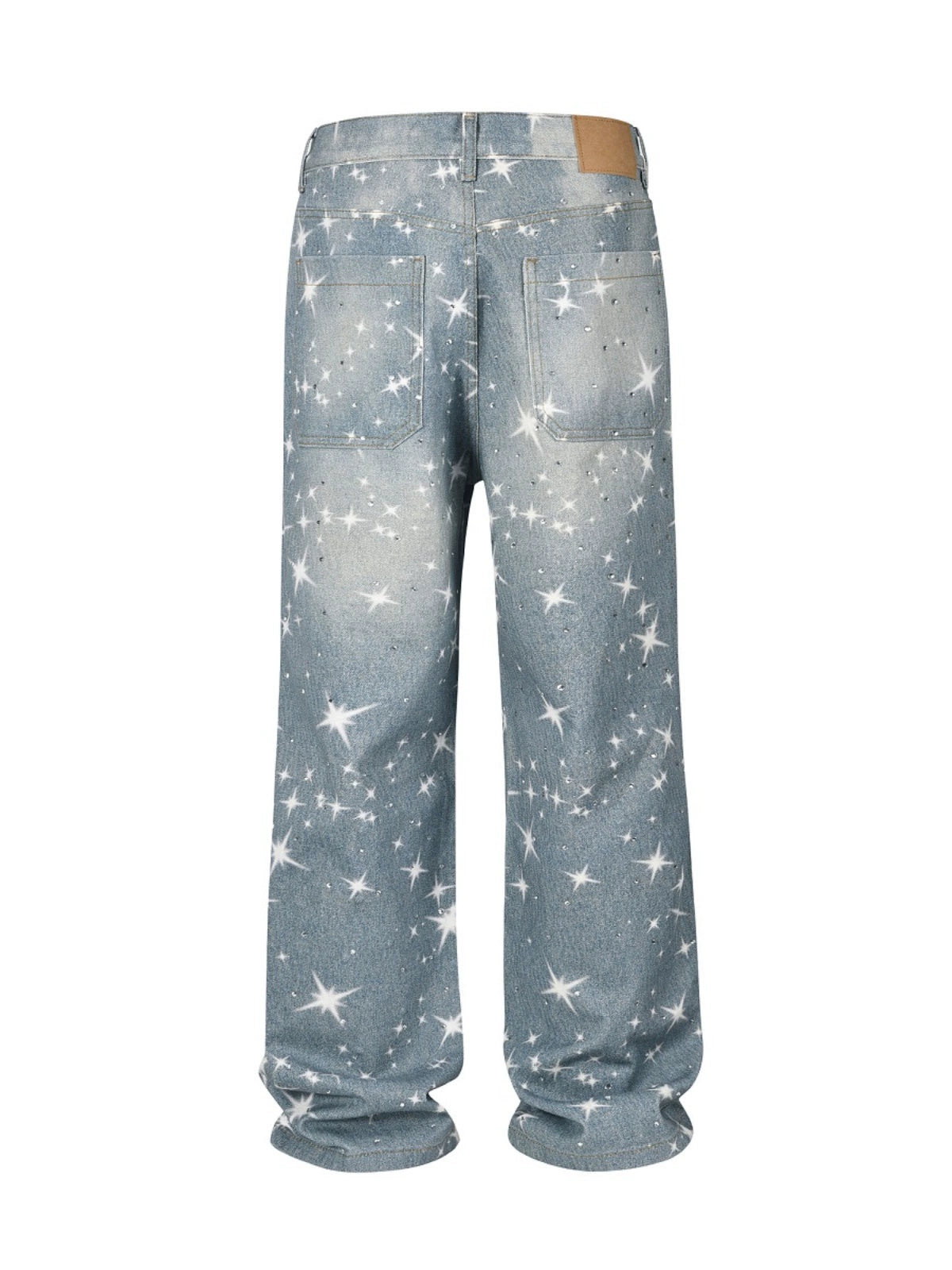 Star Print Washed Bootcut Jeans