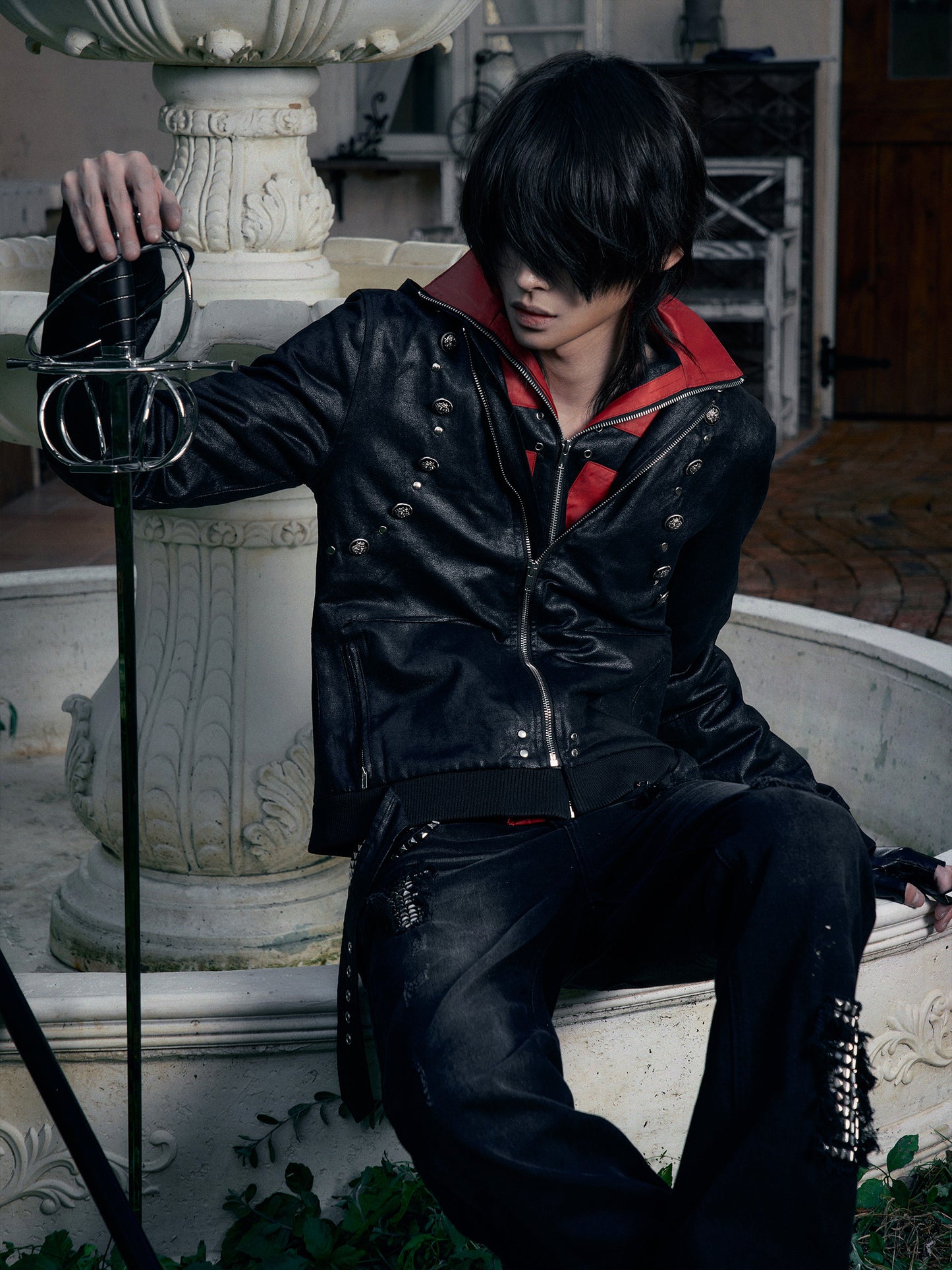 Hooded leather jacket jacket padded jacket