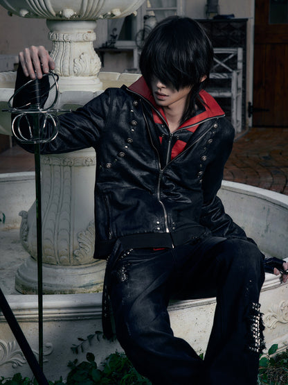 Hooded leather jacket jacket padded jacket