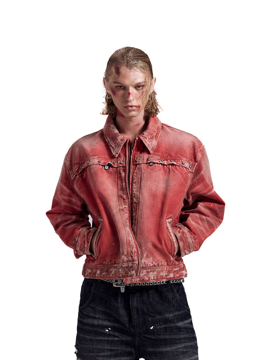 Washed Destroyed Three-dimensional Jacket