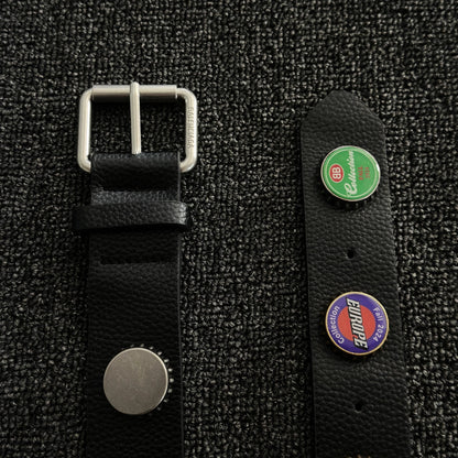 ironworks show beer bottle cap belt design sense unisex belt metal fashion item