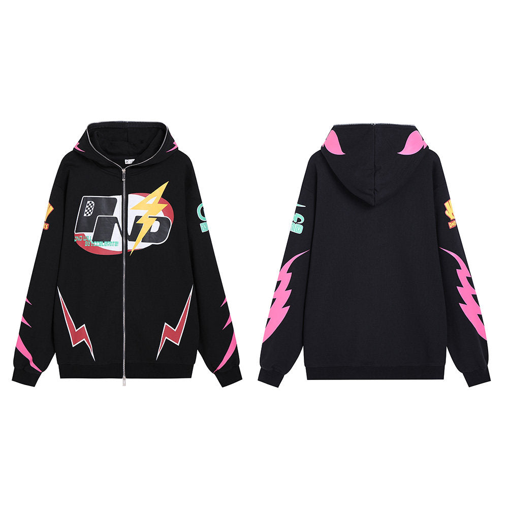 Street Racing Print Double-Zip Hoodie