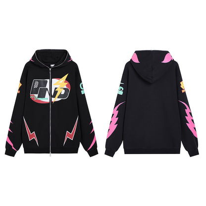 Street Racing Print Double-Zip Hoodie