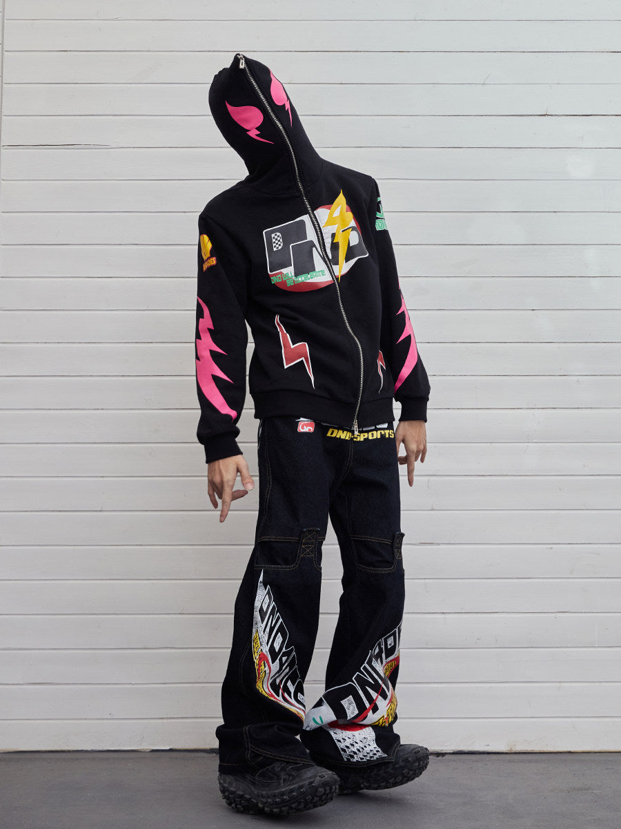 Street Racing Print Double-Zip Hoodie