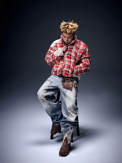 Plaid Stand Collar Dawn Jacket