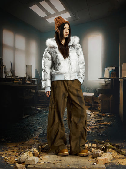 Fur collar ultra-short thickened warm cotton clothes