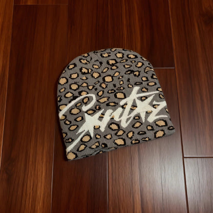 Leopard print Alcatraz" Opium style cold knitted hat trend
