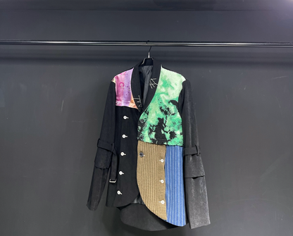 Particle velvet splicing front dovetail suit