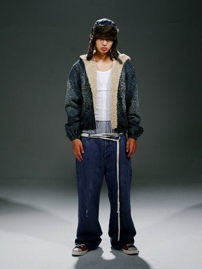 Blue Leopard Hooded Zip Jacket