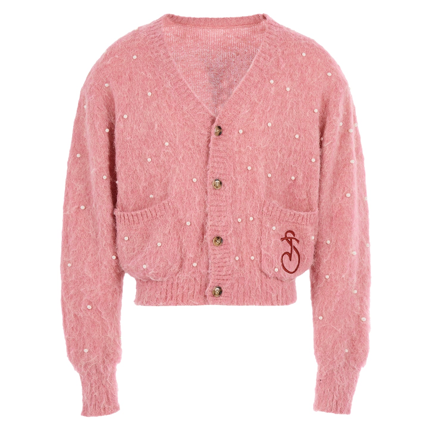 Tricolor Knit Cardigan yellow / brown / pink/