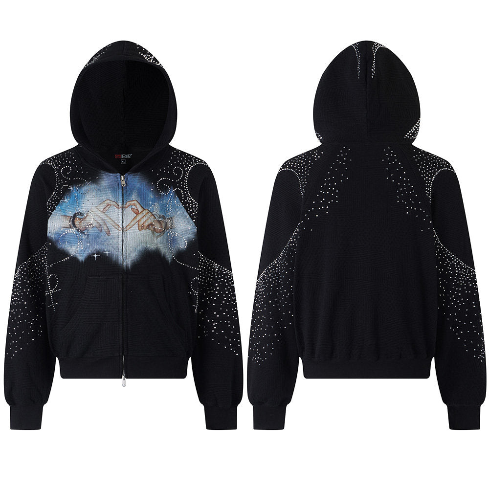 Dream Core Rhinestone Zip Hoodie