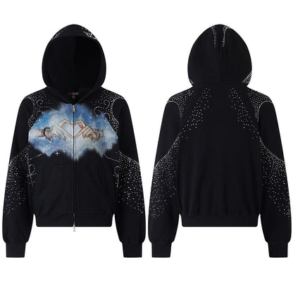Dream Core Rhinestone Zip Hoodie