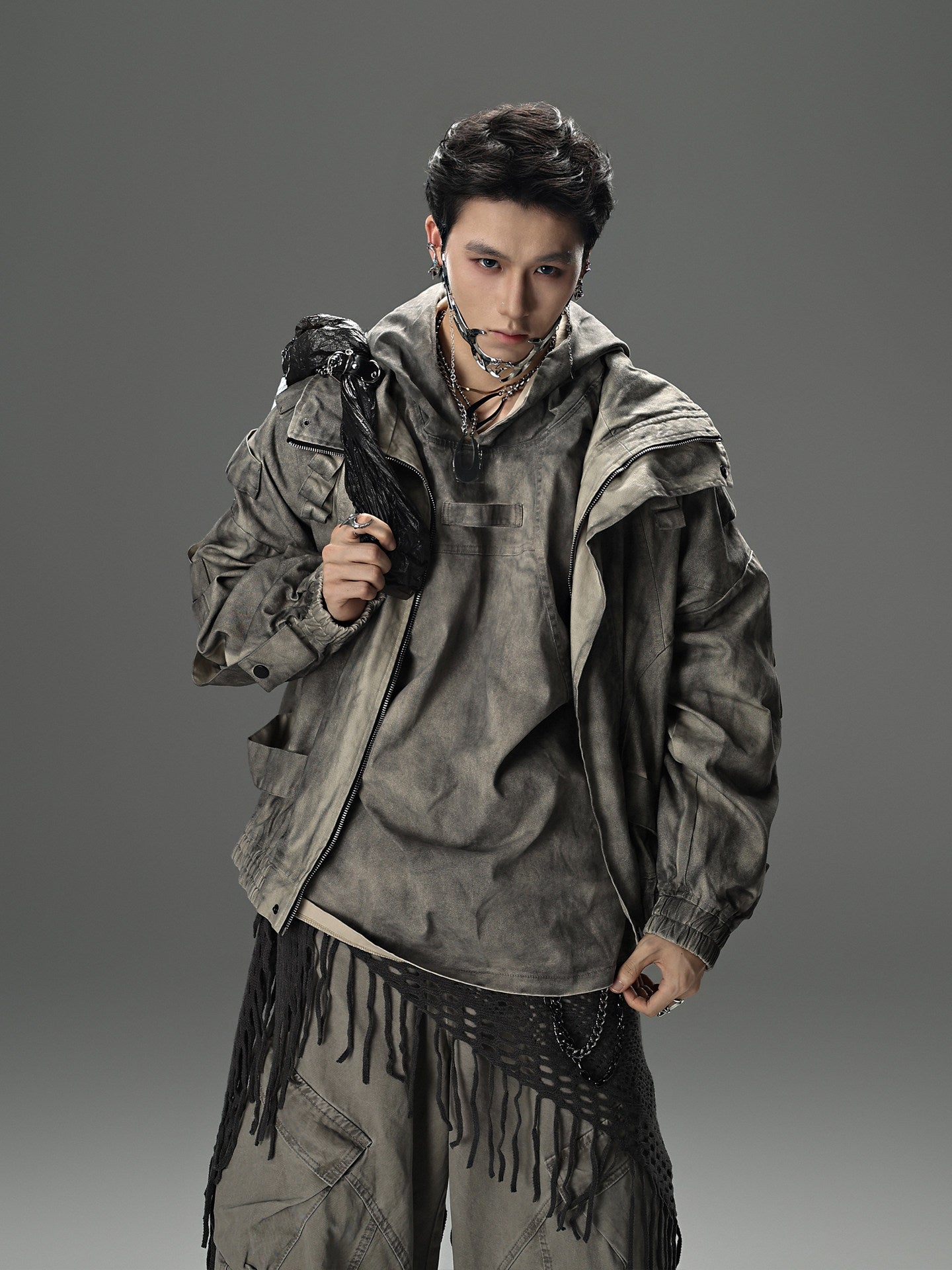 Wasteland Style Vintage Washed Denim Jacket Man