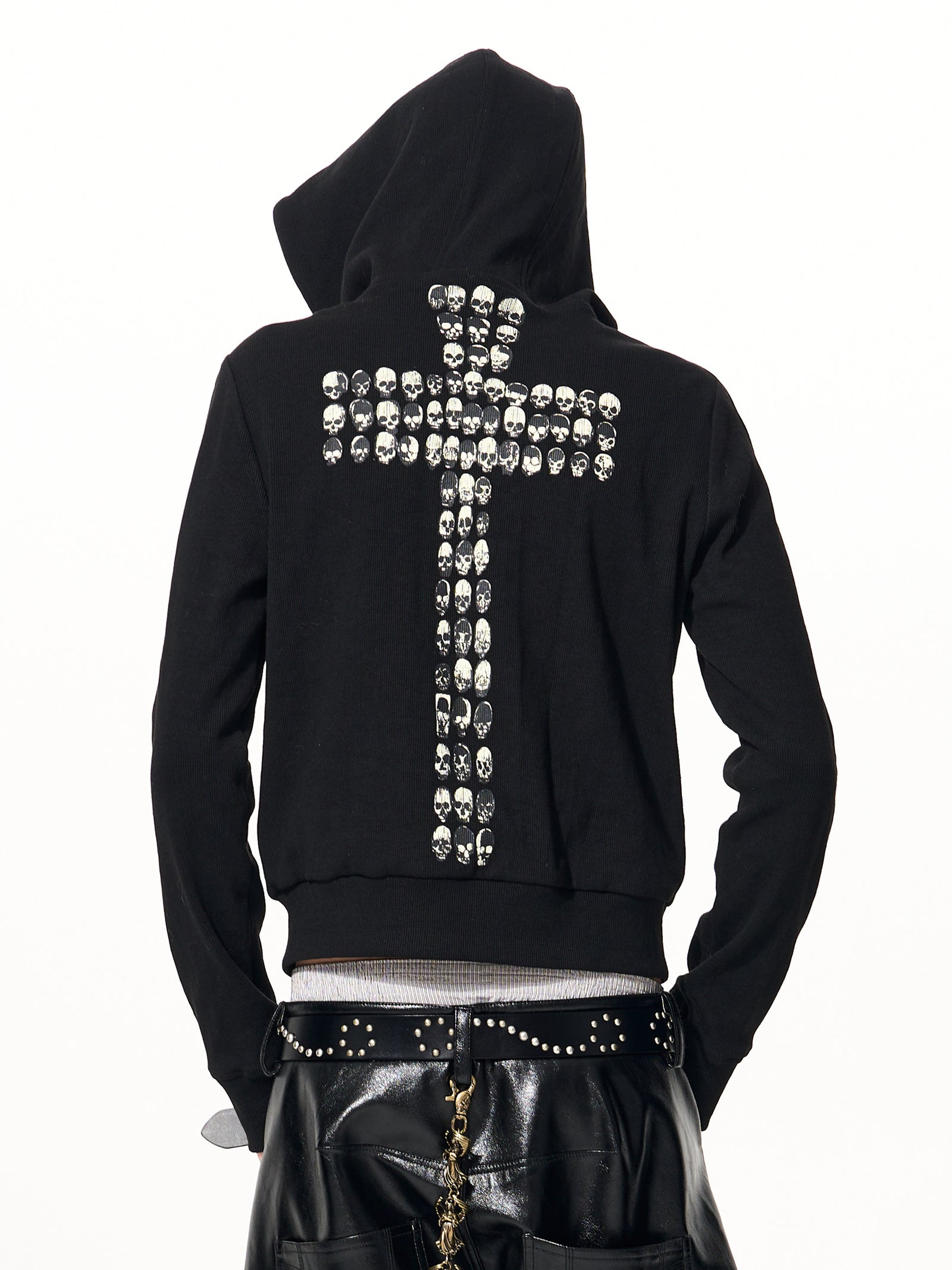 Skull Cross Zip Sweat Hoodie