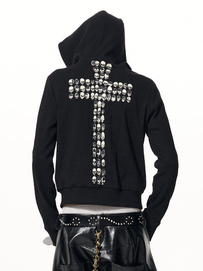 Skull Cross Zip Sweat Hoodie