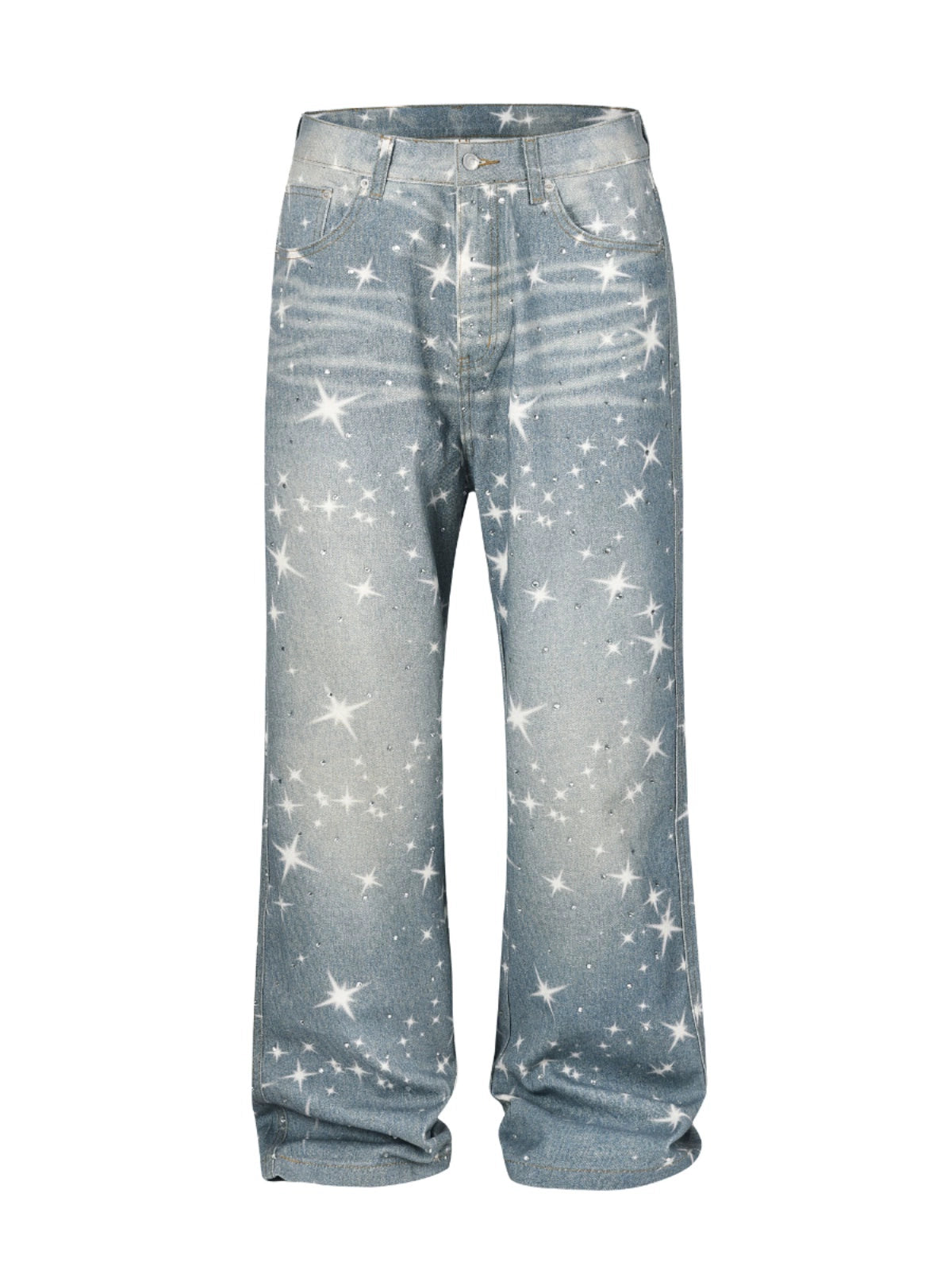Star Print Washed Bootcut Jeans