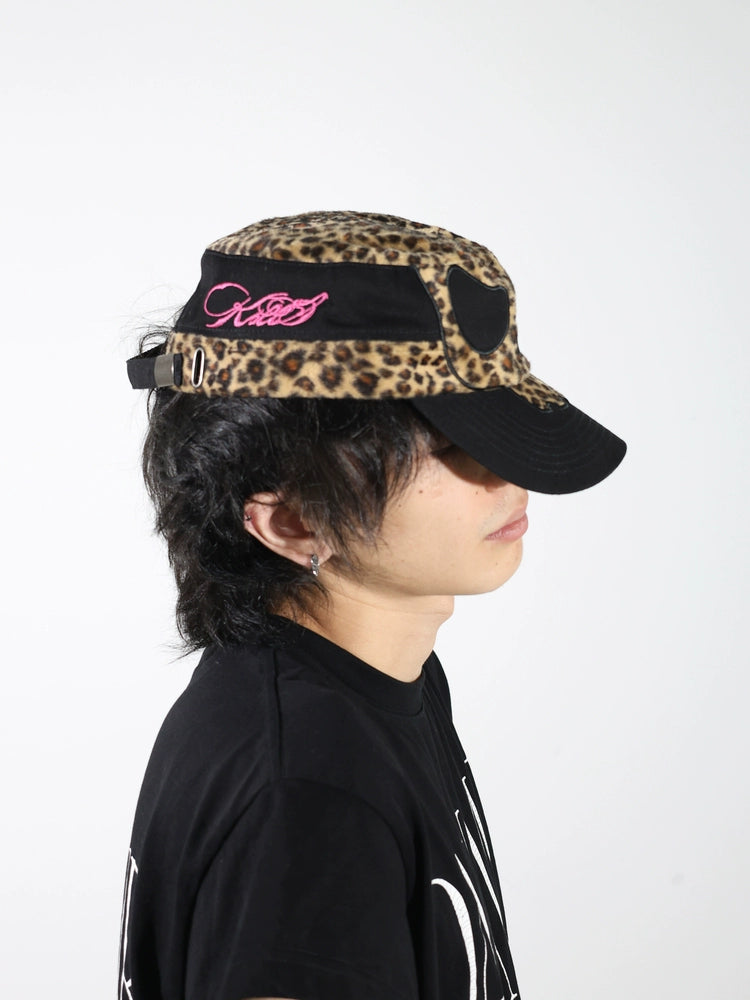 [PCCVISION] 3MAN0N kills leopard skull stitching embroidery vintage adjustable flat top curved brim hat