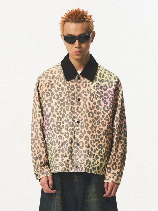 Brown Leopard Print Wash Jacket Unisex