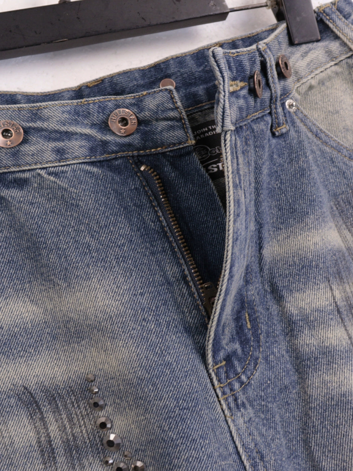 Flame Diamond Denim Shorts