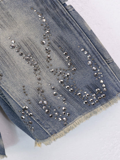 Flame Diamond Denim Shorts