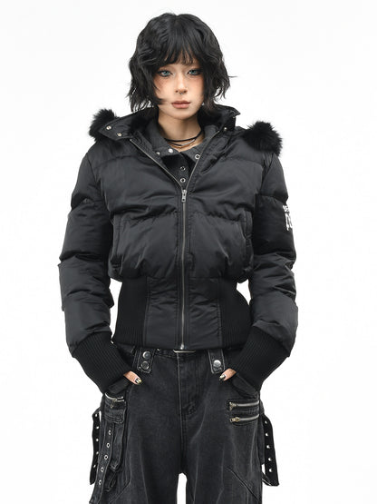 Fur collar detachable hooded cotton jacket