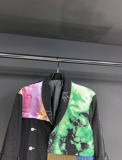 Particle velvet splicing front dovetail suit