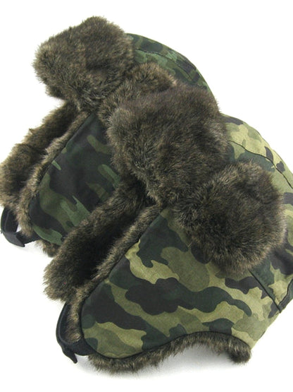 Warm ear protection hatst camouflage couple