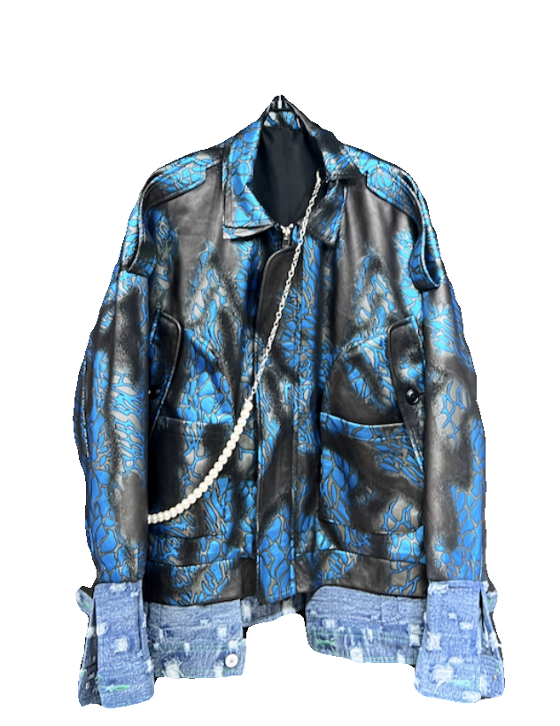 os oversize heavy industry top loose suede pattern jacket top large pocket fall men's denim trend