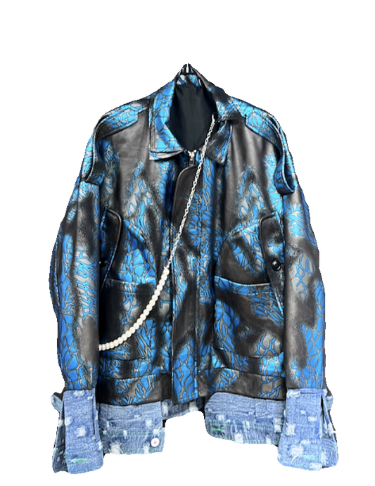 os oversize heavy industry top loose suede pattern jacket top large pocket fall men's denim trend