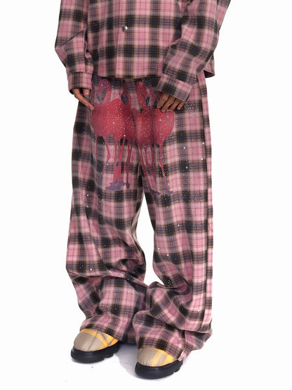 Pink Plaid Flamingo setup