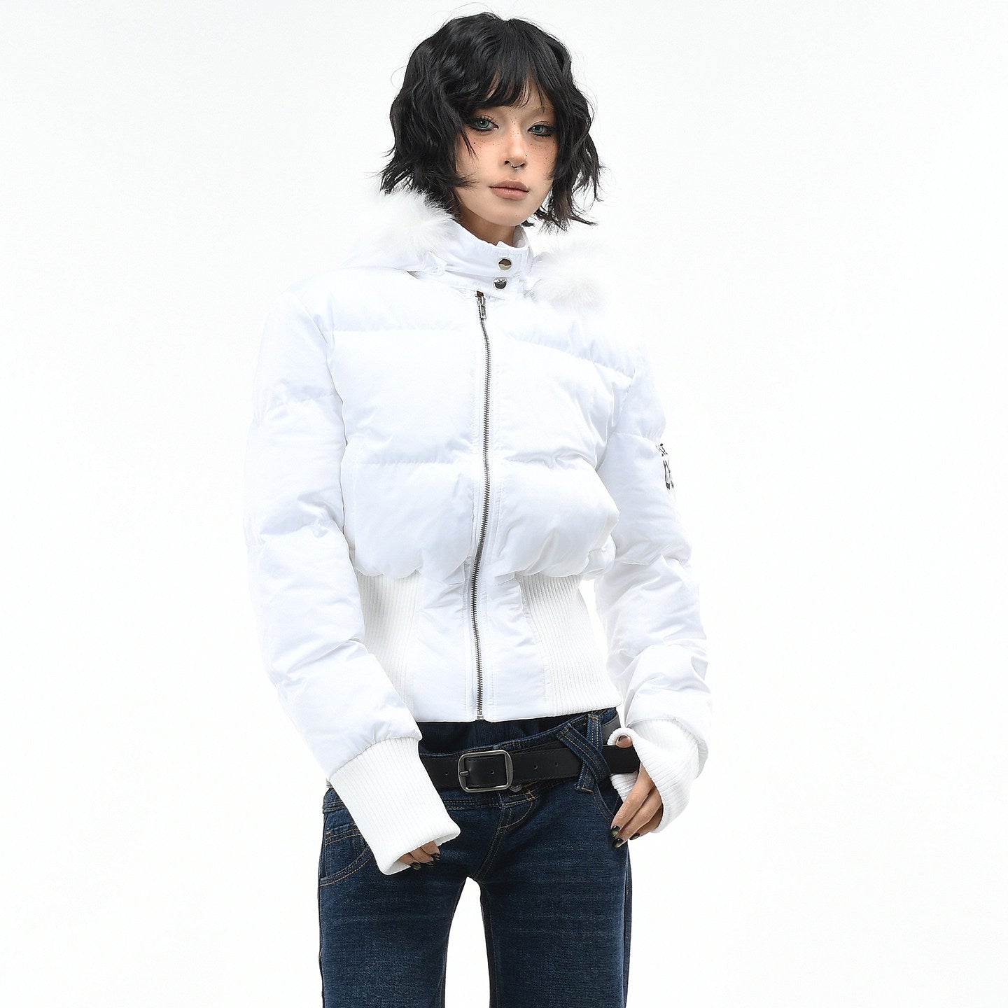 Fur collar detachable hooded cotton jacket