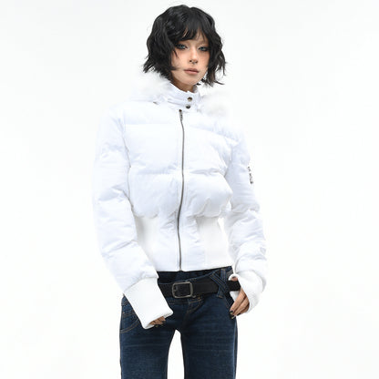 Fur collar detachable hooded cotton jacket