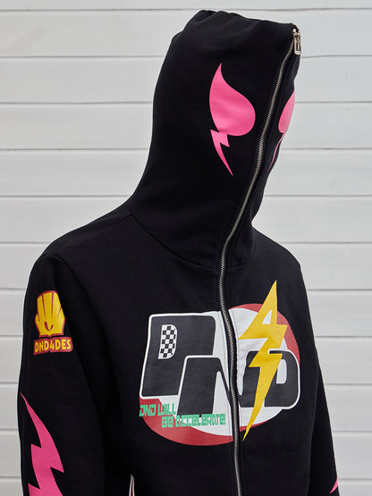 Street Racing Print Double-Zip Hoodie
