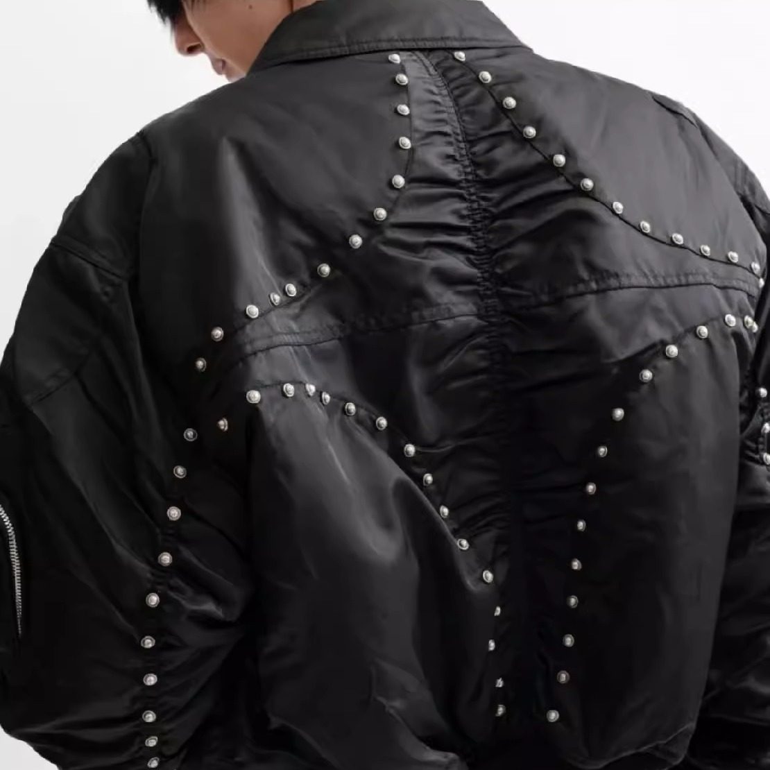 Star and moon rivets short jacket padded flight jacket bomber