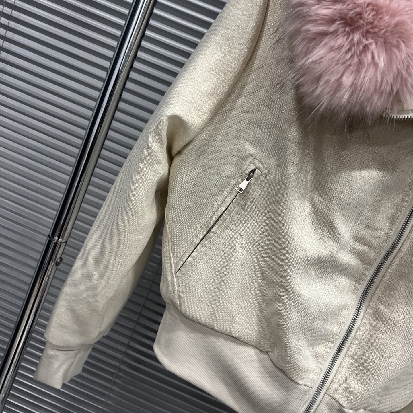 Fur collar hood loose slimming zipper flight jacket