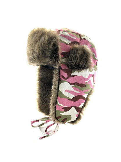 Warm ear protection hatst camouflage couple