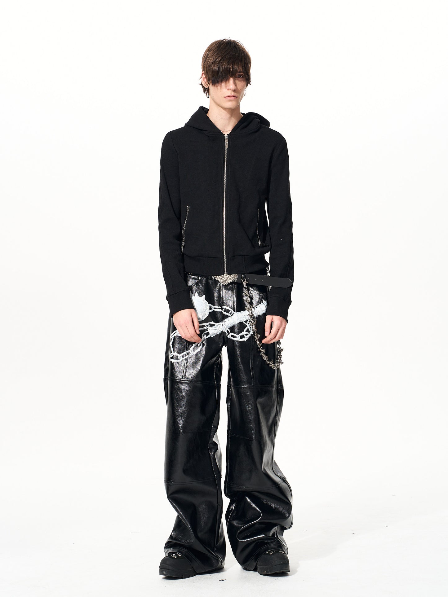 Skull Cross Zip Sweat Hoodie